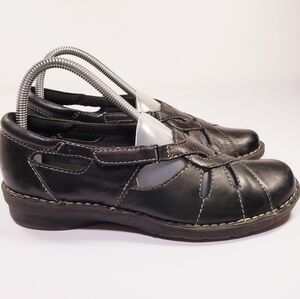 Clarks Leather Slipon Mary Jane Loafer Walking Shoes